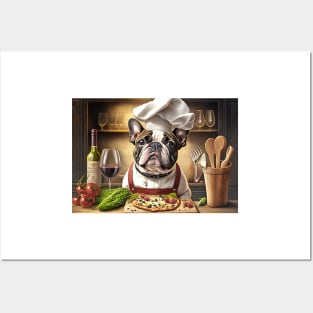 French Bulldog Pizza Chef Greeting Card Posters and Art